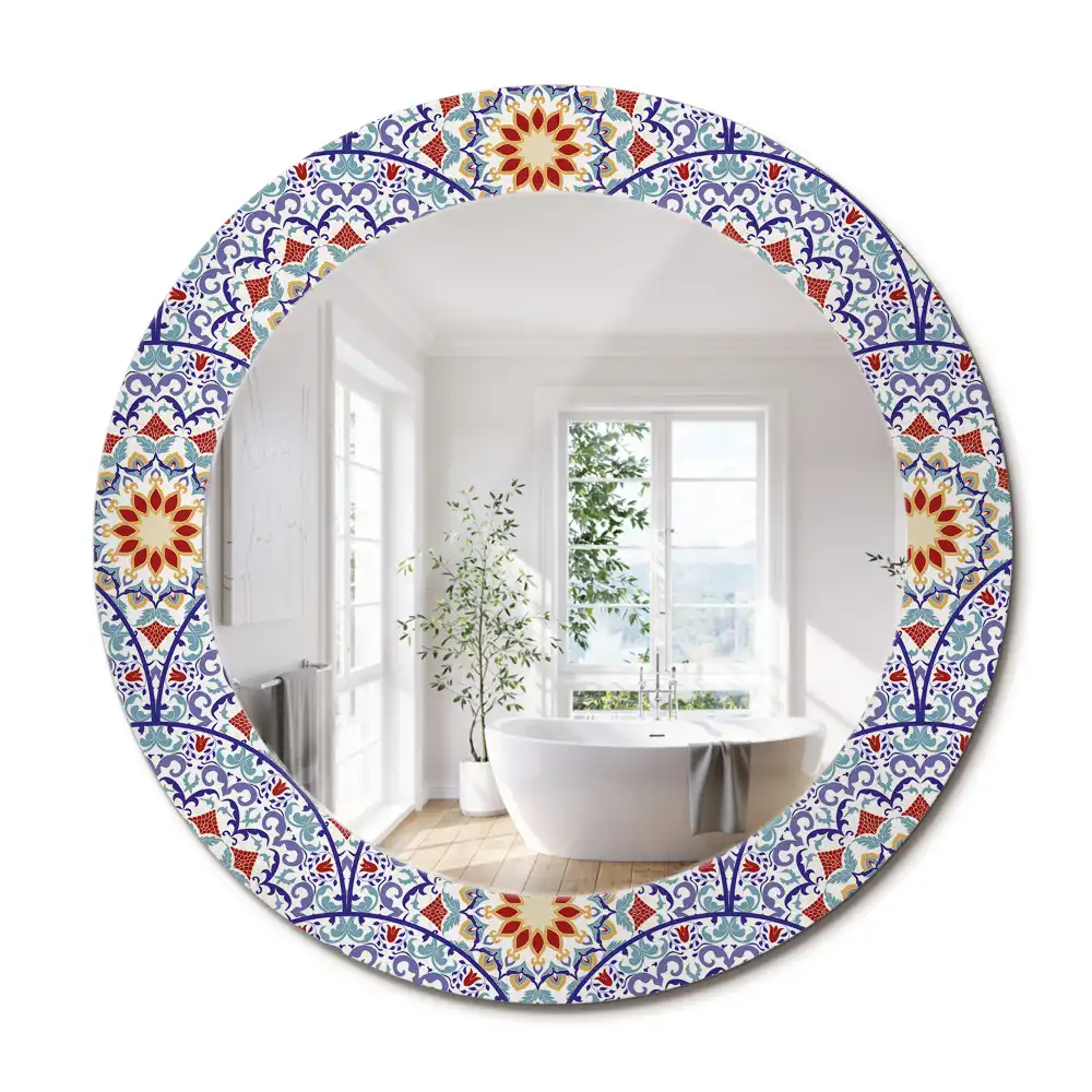 Miroir rond avec décoration composition orientale