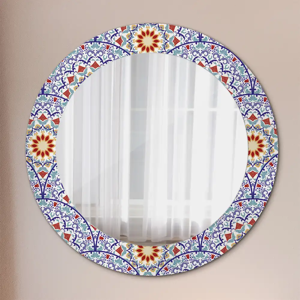 Miroir rond avec décoration composition orientale
