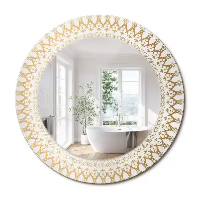 Miroir rond cadre imprimé mandala aztèque