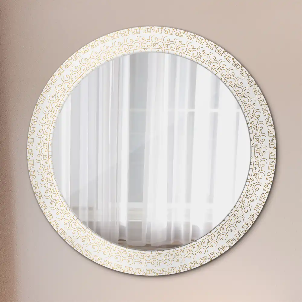Miroir rond cadre imprimé mandala aztèque