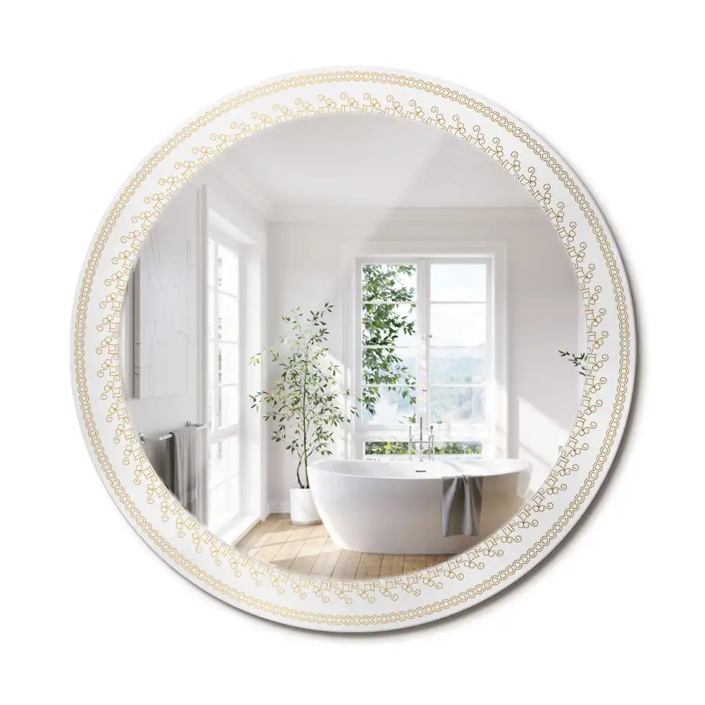 Miroir rond cadre imprimé mandala aztèque