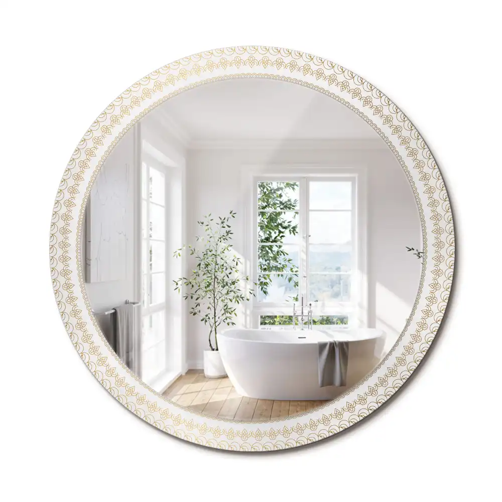 Miroir rond cadre imprimé mandala aztèque