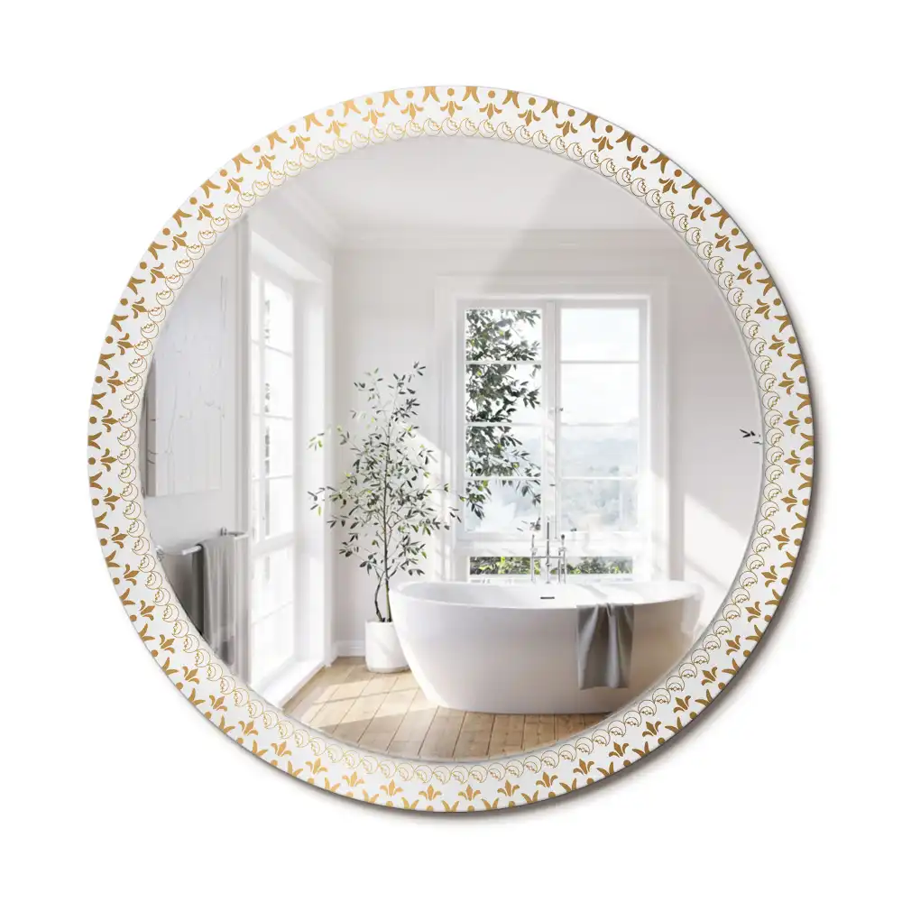 Miroir rond cadre imprimé mandala aztèque