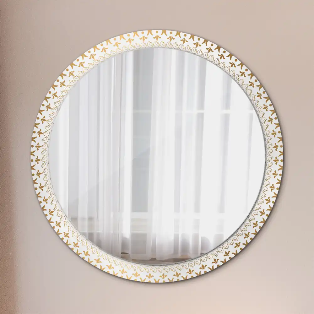 Miroir rond cadre imprimé mandala aztèque
