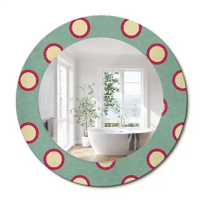 Miroir rond cadre avec impression cercles de pois
