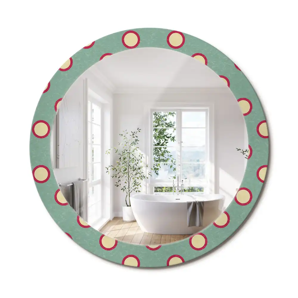 Miroir rond cadre avec impression cercles de pois
