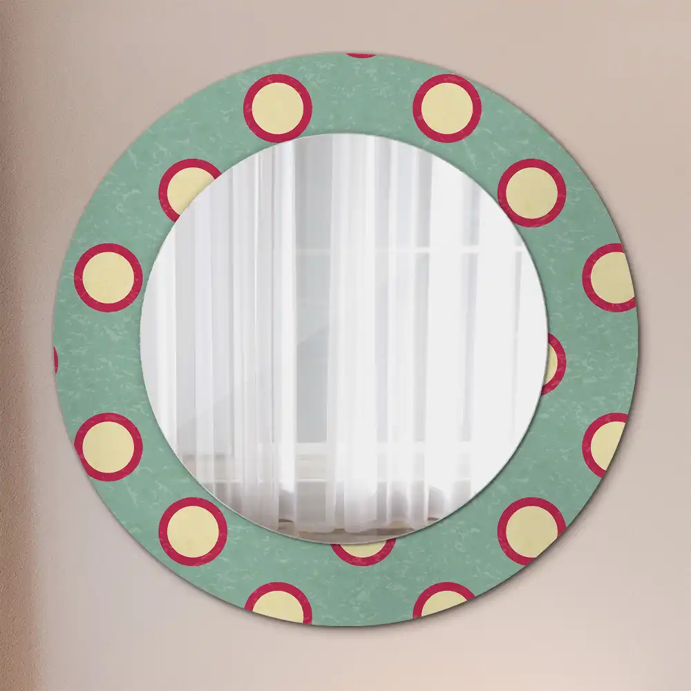 Miroir rond cadre avec impression cercles de pois