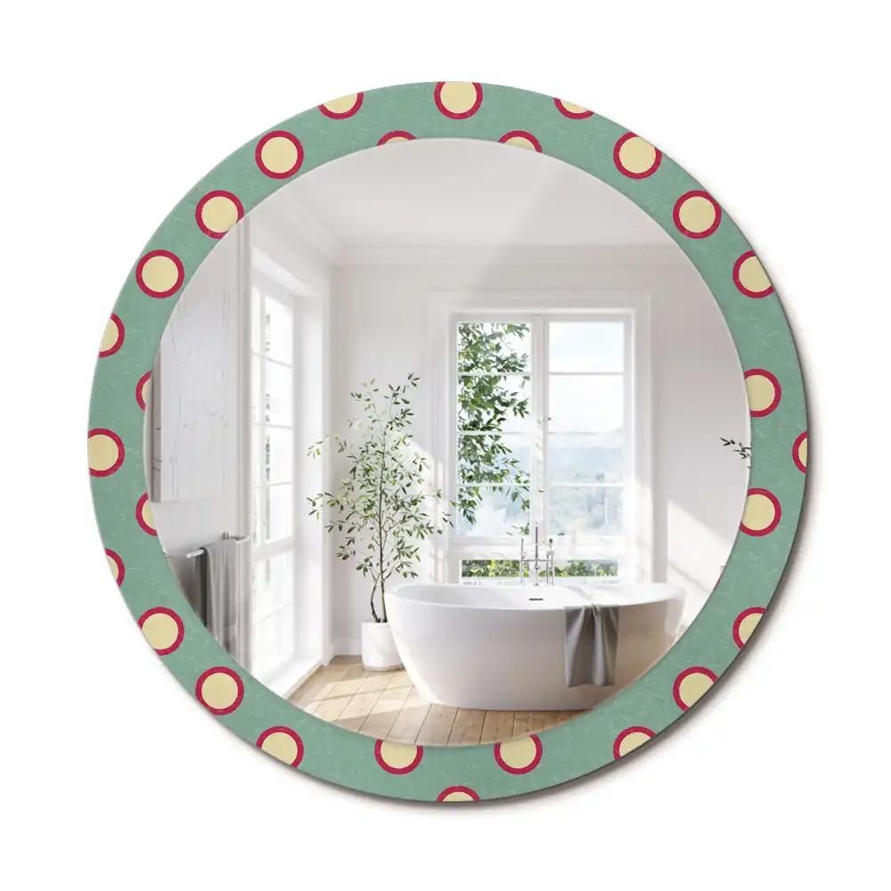 Miroir rond cadre avec impression cercles de pois