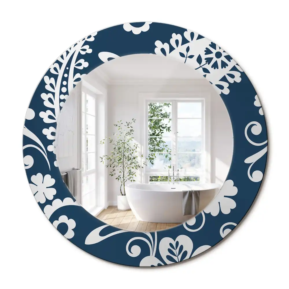 Miroir rond imprimé motif paisley