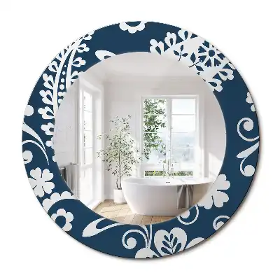 Miroir rond imprimé motif paisley