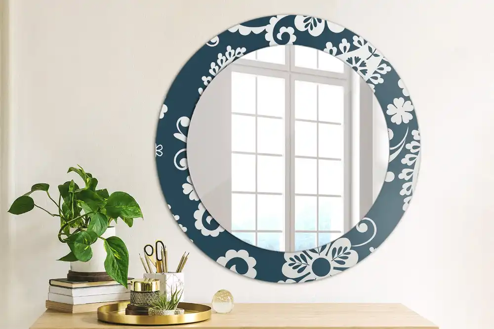 Miroir rond imprimé motif paisley
