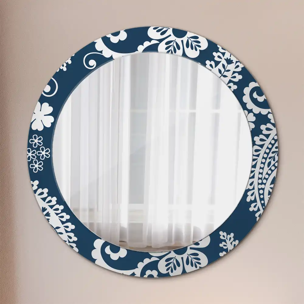 Miroir rond imprimé motif paisley