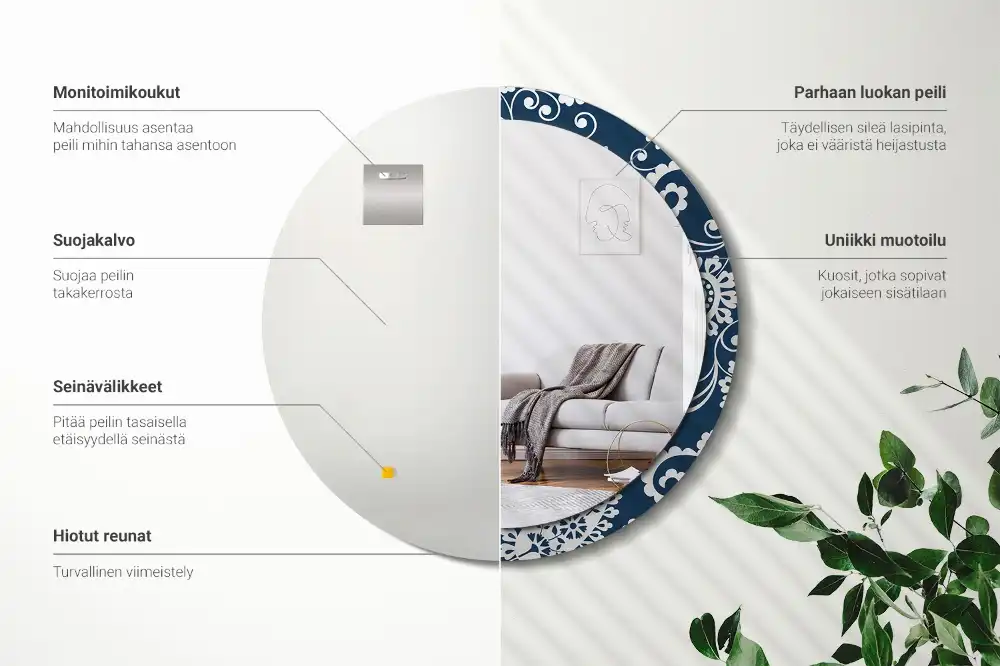 Miroir rond imprimé motif paisley