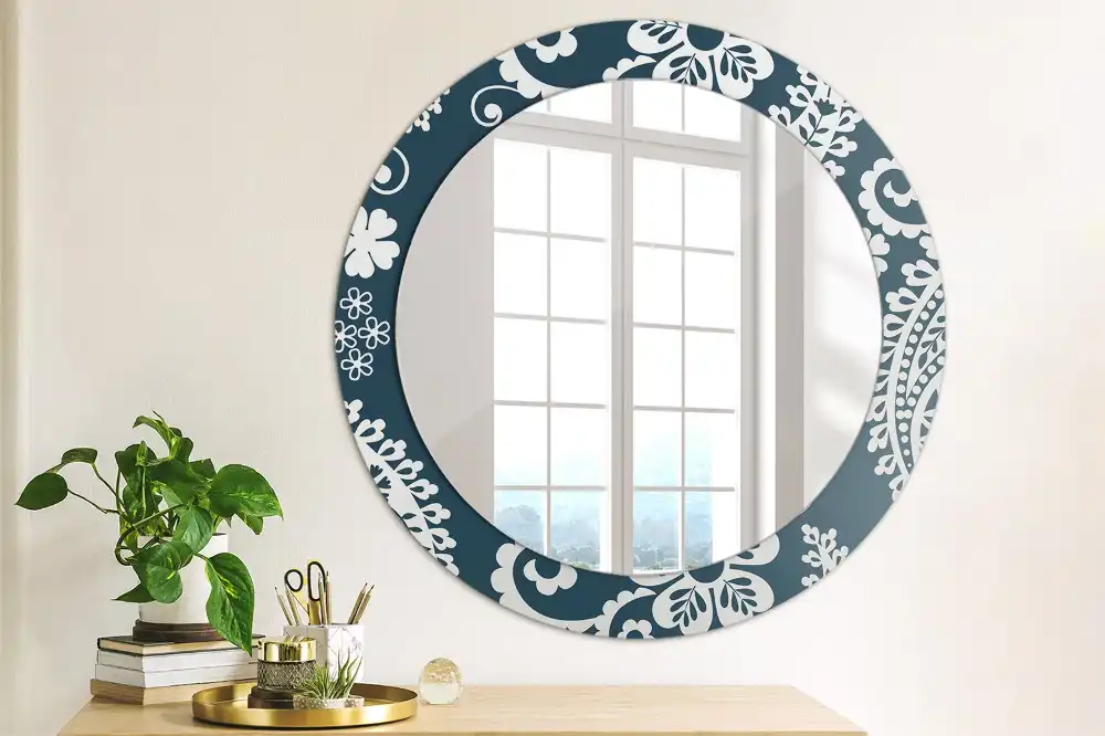 Miroir rond imprimé motif paisley