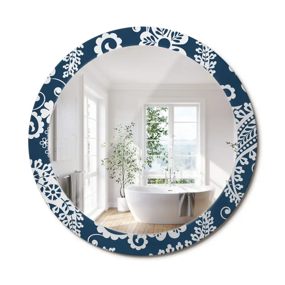 Miroir rond imprimé motif paisley