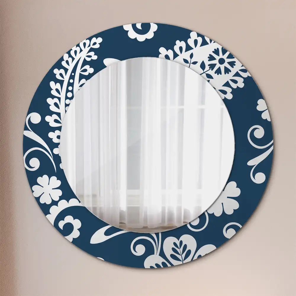 Miroir rond imprimé motif paisley