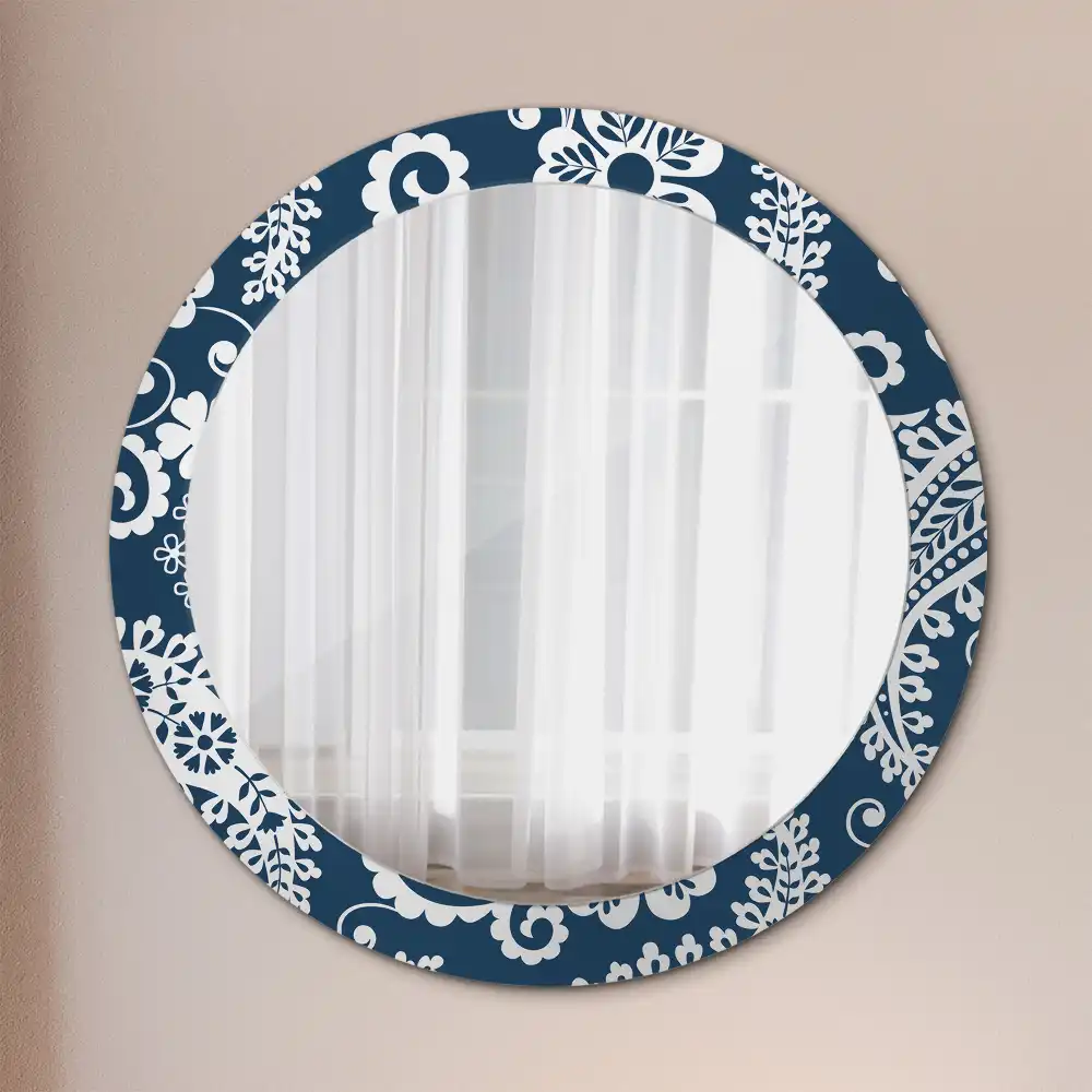 Miroir rond imprimé motif paisley
