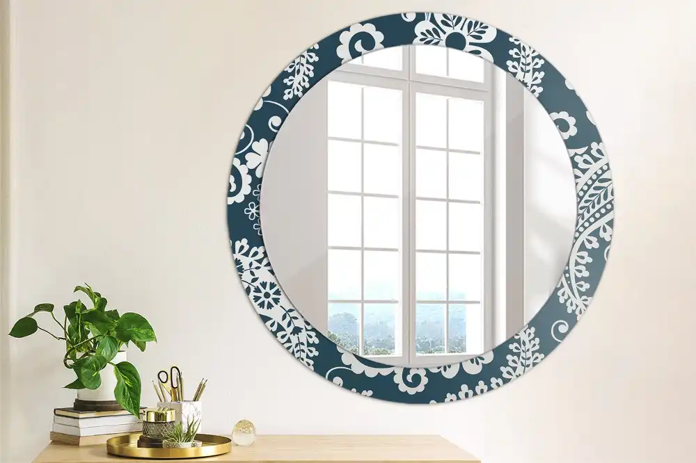 Miroir rond imprimé motif paisley