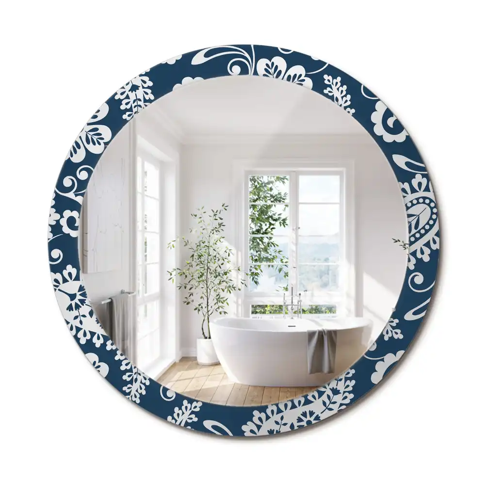 Miroir rond imprimé motif paisley