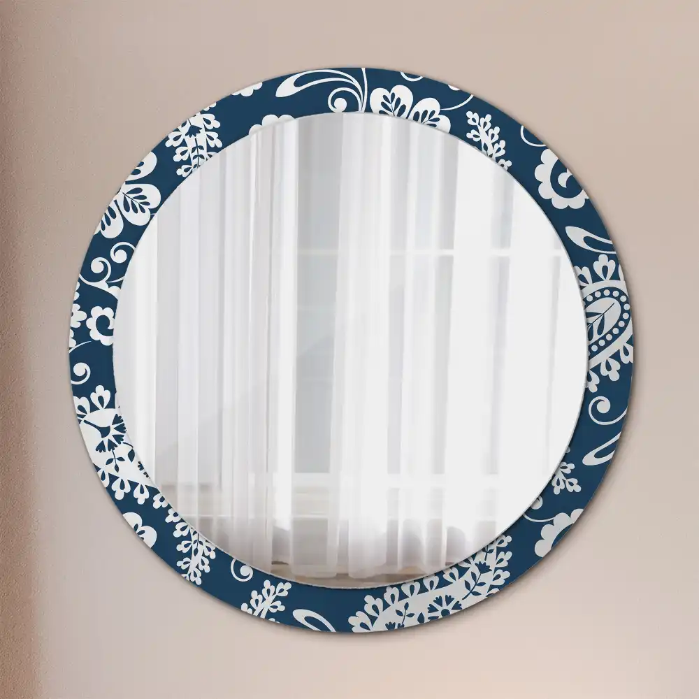 Miroir rond imprimé motif paisley