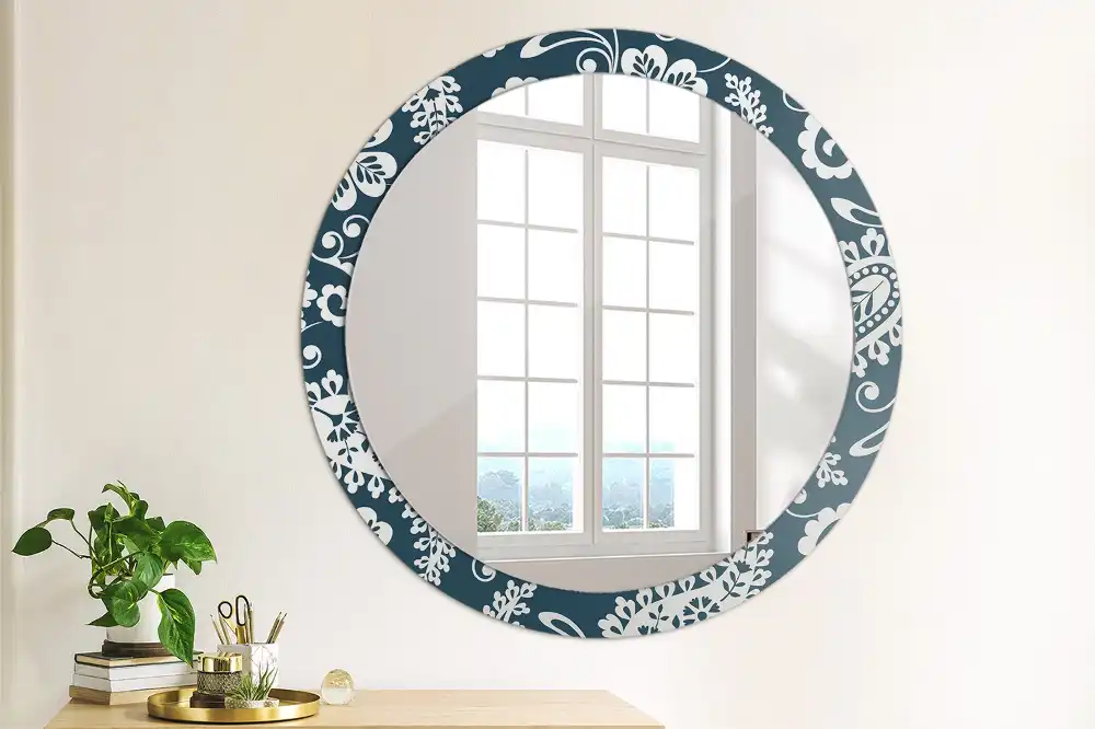 Miroir rond imprimé motif paisley