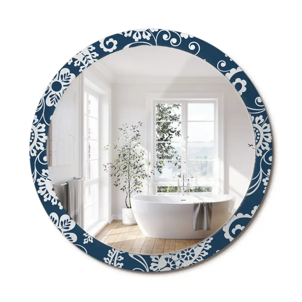 Miroir rond imprimé motif paisley