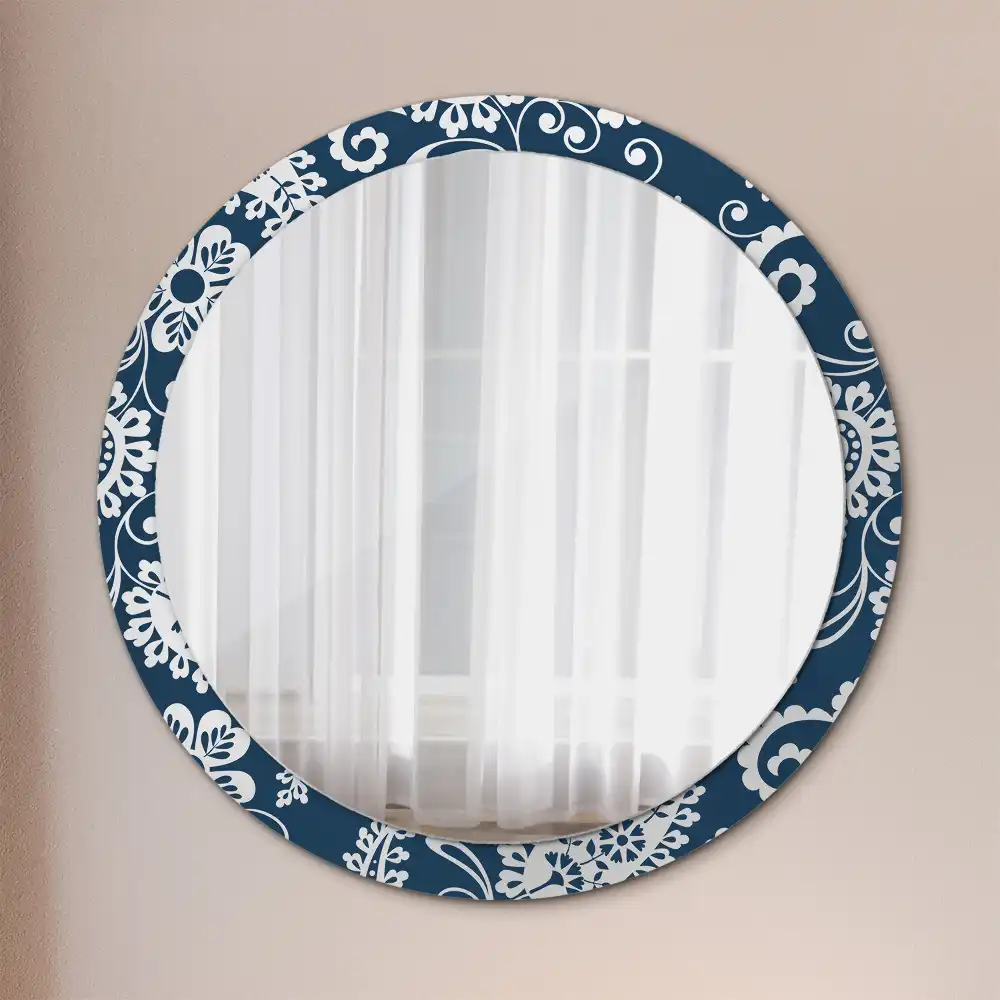 Miroir rond imprimé motif paisley