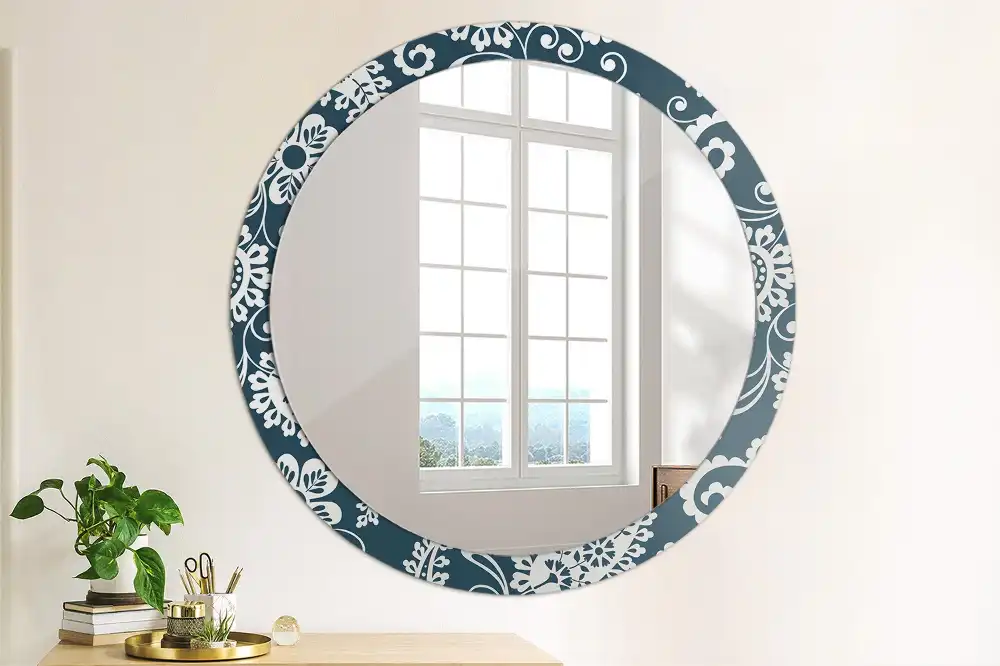 Miroir rond imprimé motif paisley