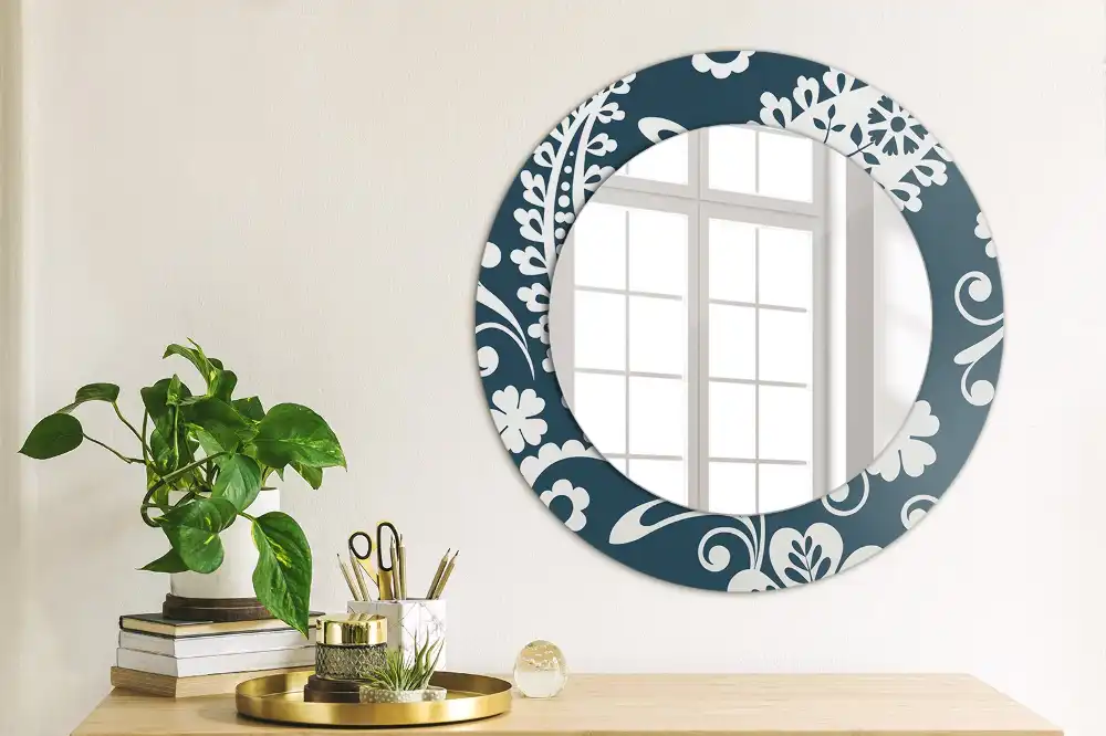 Miroir rond imprimé motif paisley