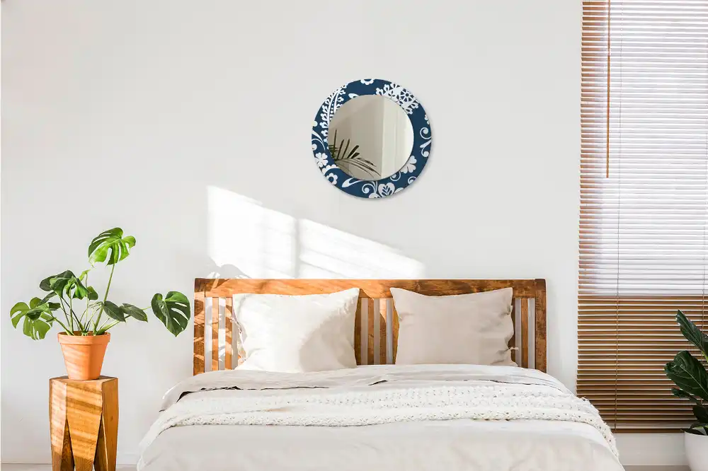 Miroir rond imprimé motif paisley