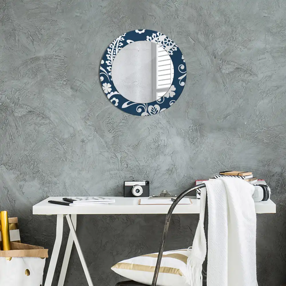 Miroir rond imprimé motif paisley