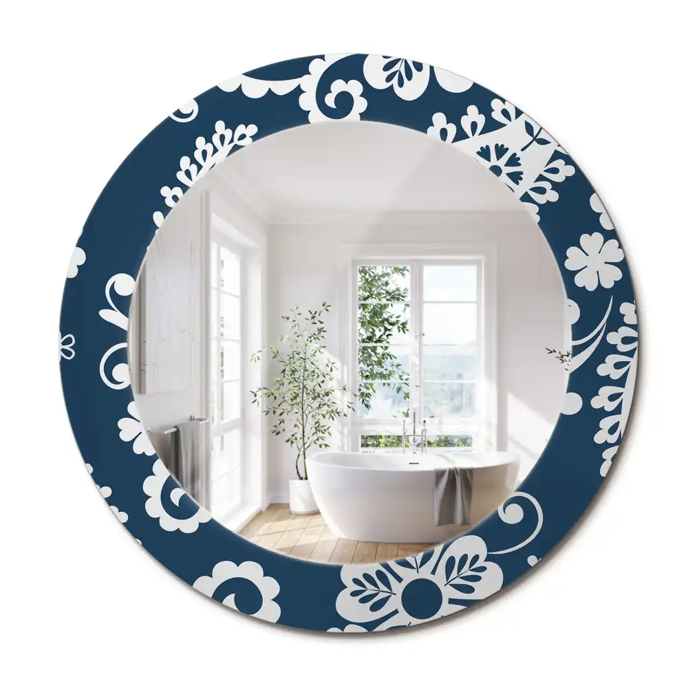Miroir rond imprimé motif paisley