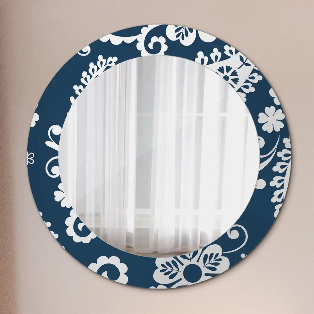 Miroir rond imprimé motif paisley