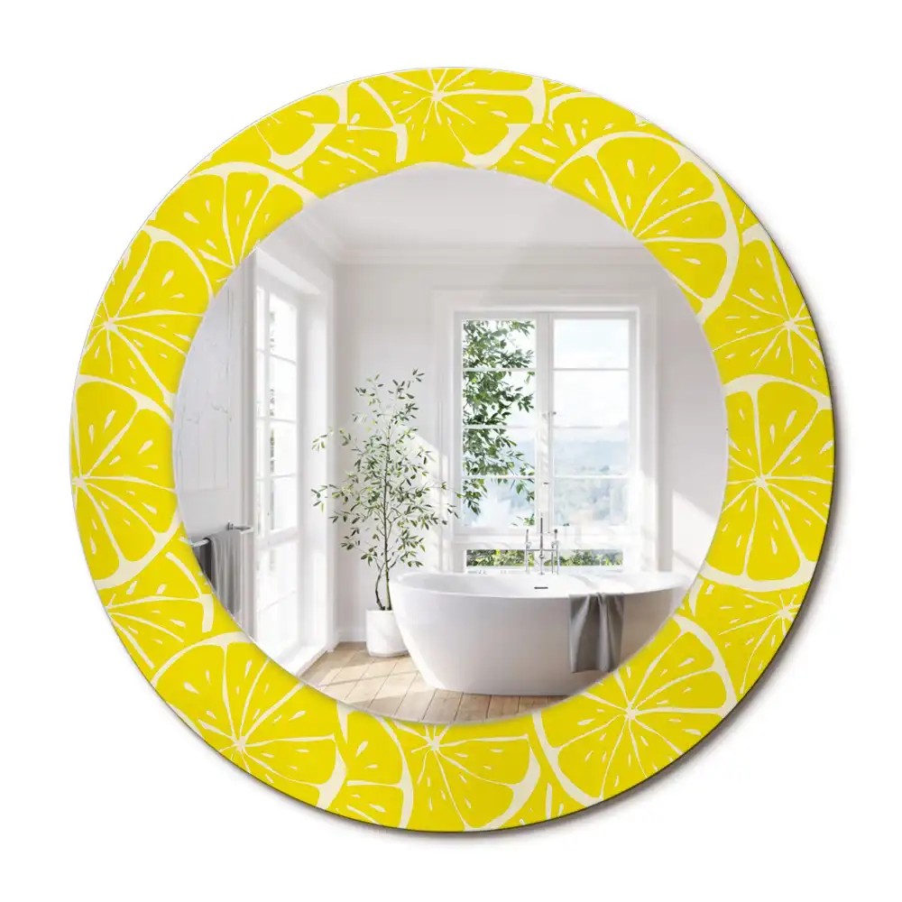 Miroir rond imprimé citrons