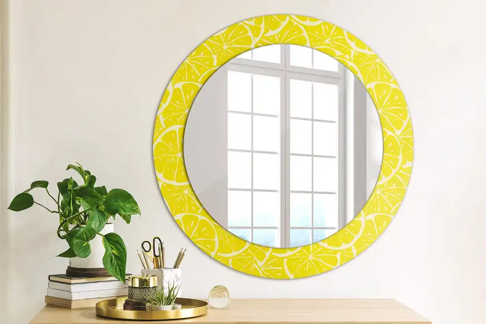 Miroir rond imprimé citrons