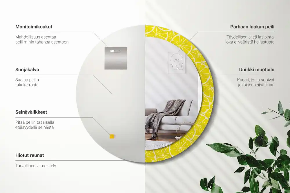 Miroir rond imprimé citrons