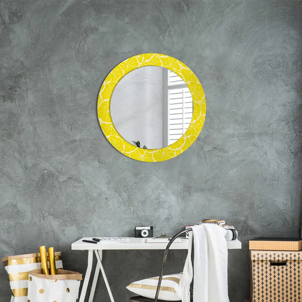 Miroir rond imprimé citrons