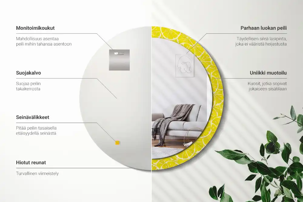 Miroir rond imprimé citrons