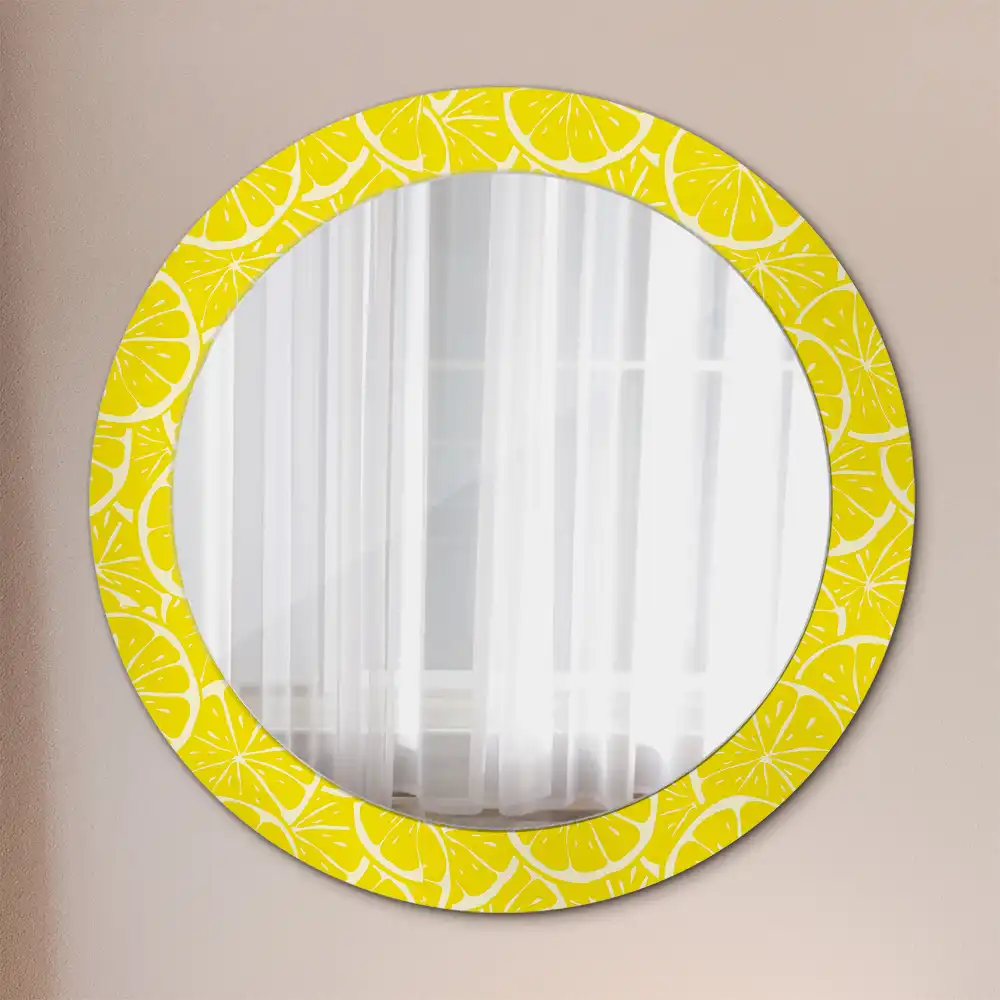 Miroir rond imprimé citrons