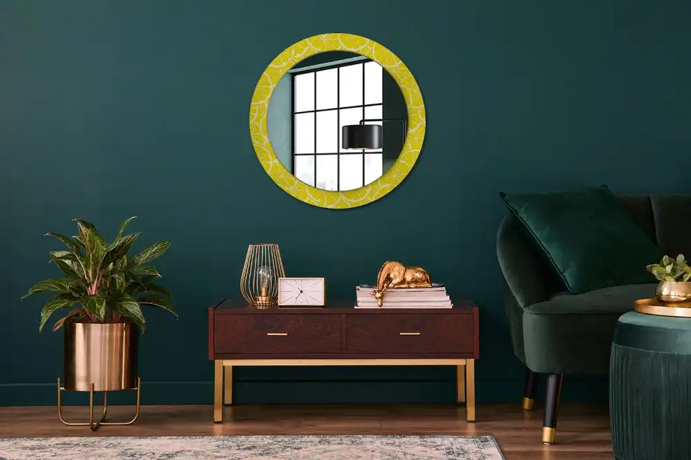 Miroir rond imprimé citrons