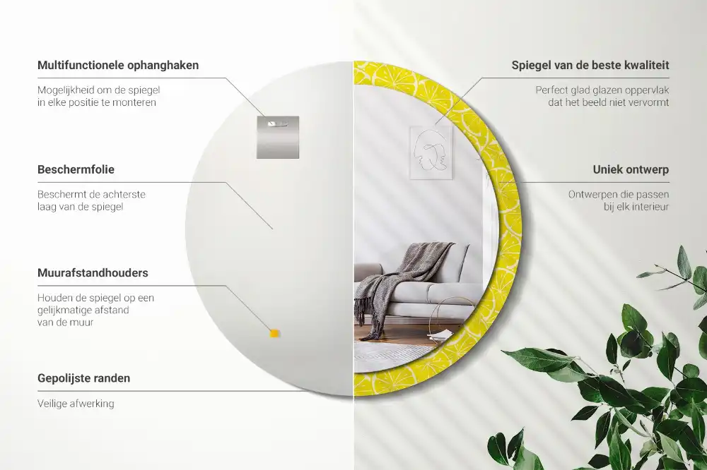 Miroir rond imprimé citrons