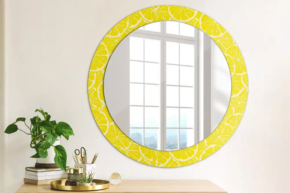 Miroir rond imprimé citrons