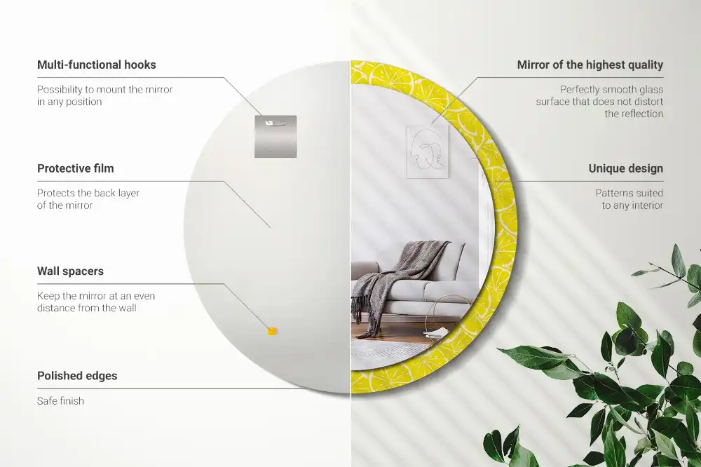 Miroir rond imprimé citrons