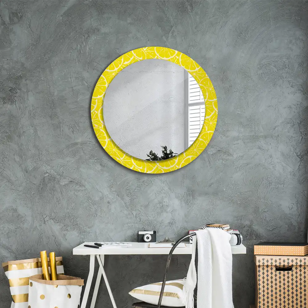 Miroir rond imprimé citrons