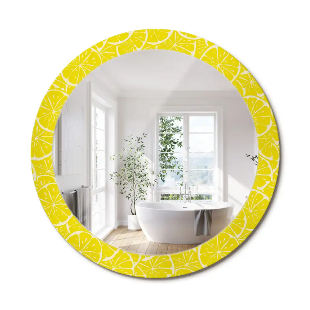 Miroir rond imprimé citrons