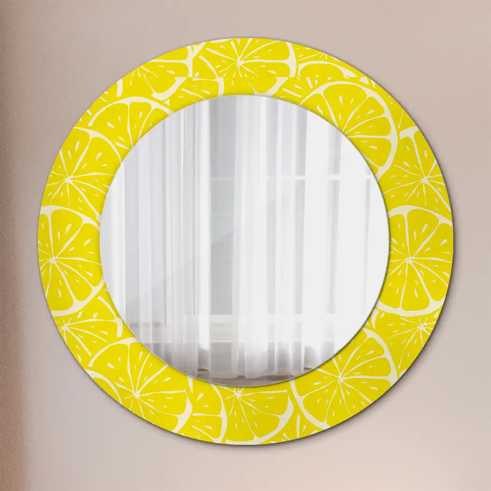 Miroir rond imprimé citrons