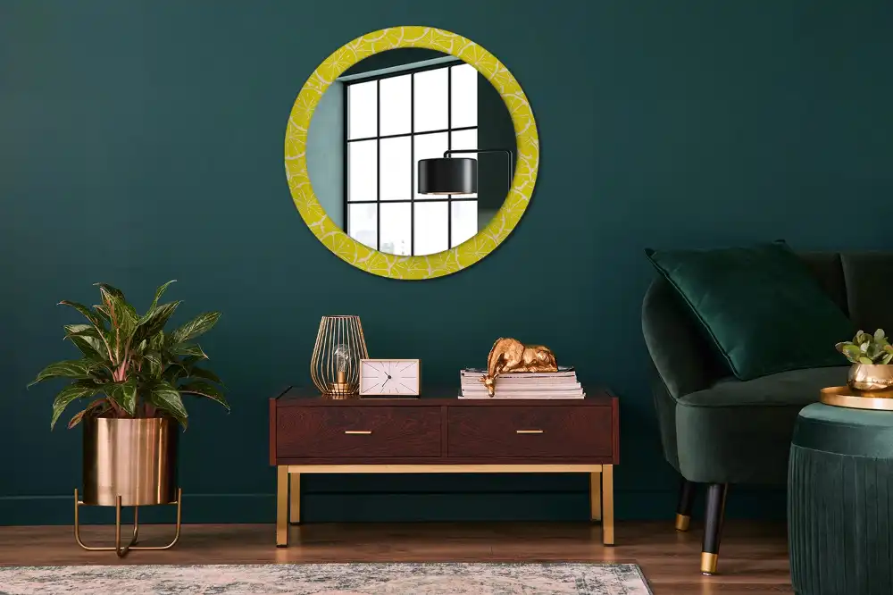 Miroir rond imprimé citrons