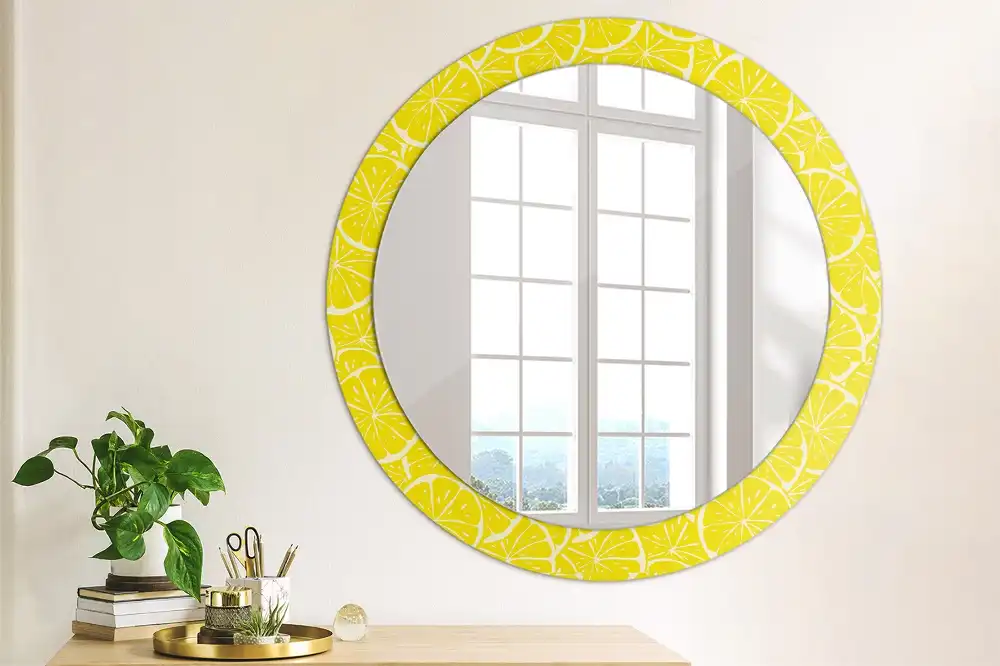 Miroir rond imprimé citrons