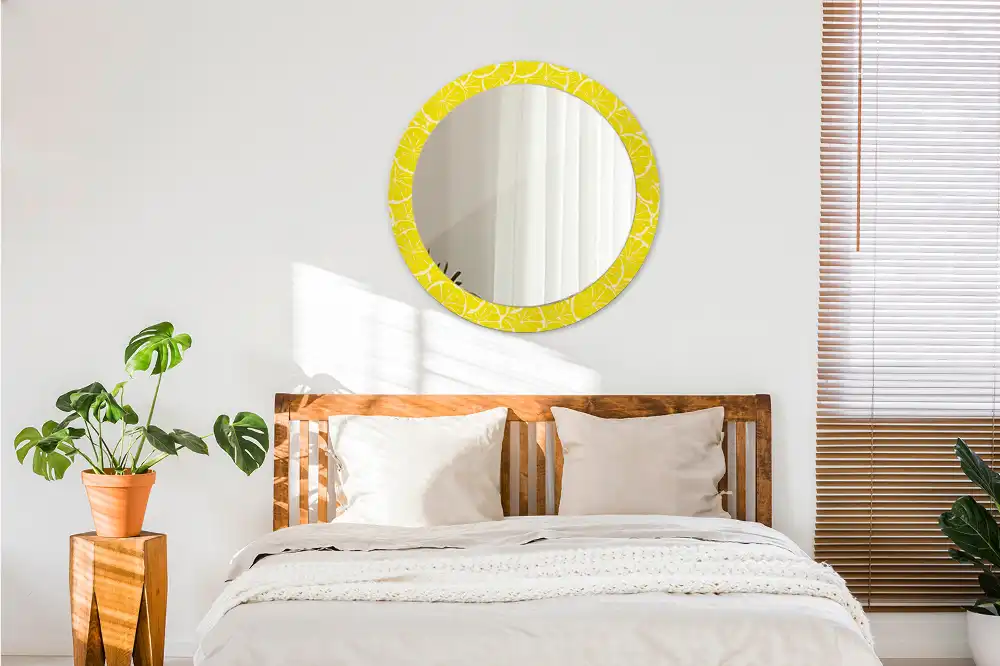 Miroir rond imprimé citrons