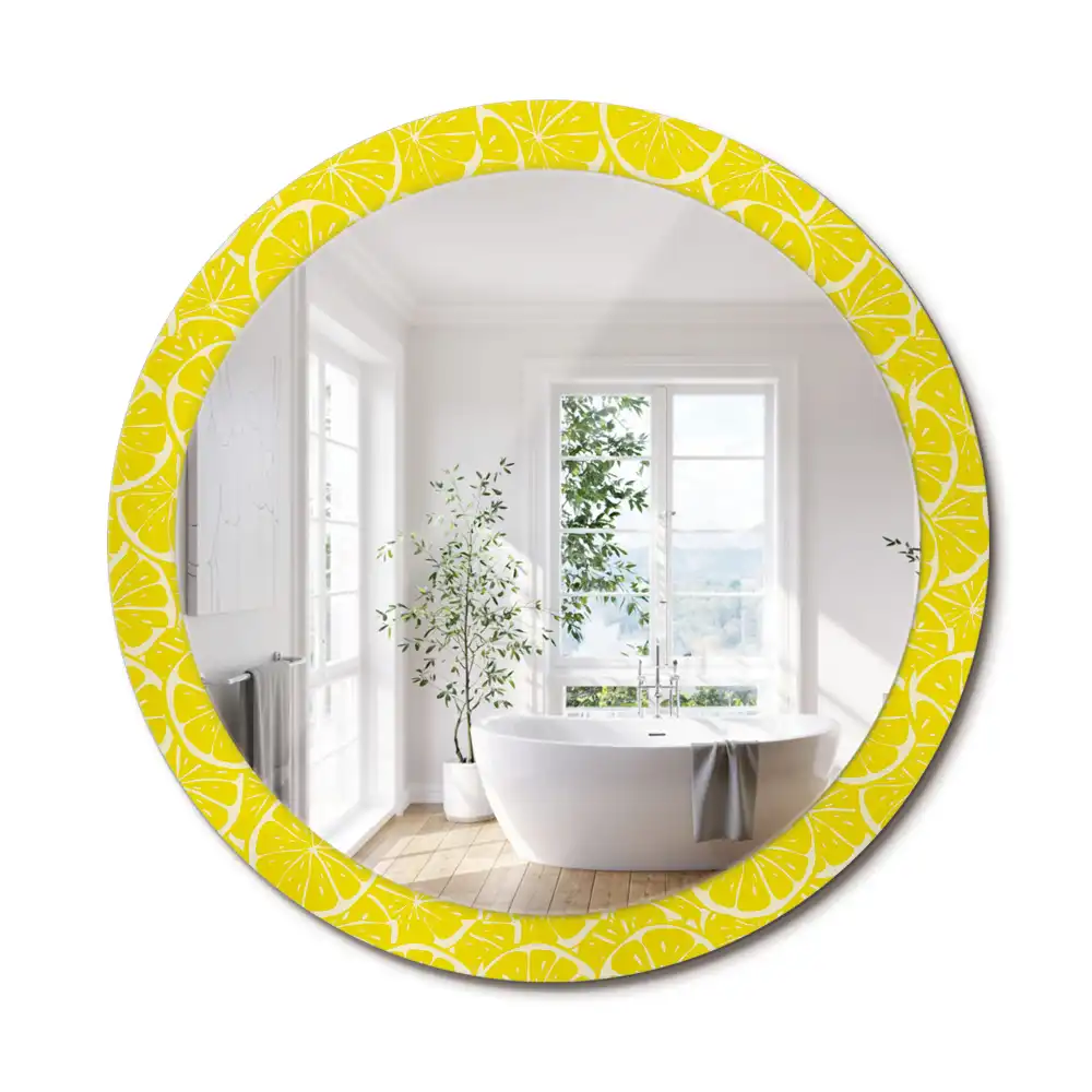 Miroir rond imprimé citrons
